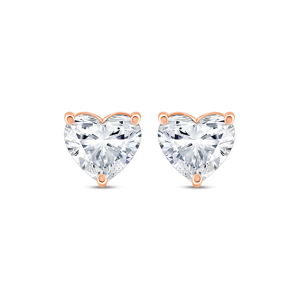 1 Carat Heart Cut Solitaire Stud Earrings