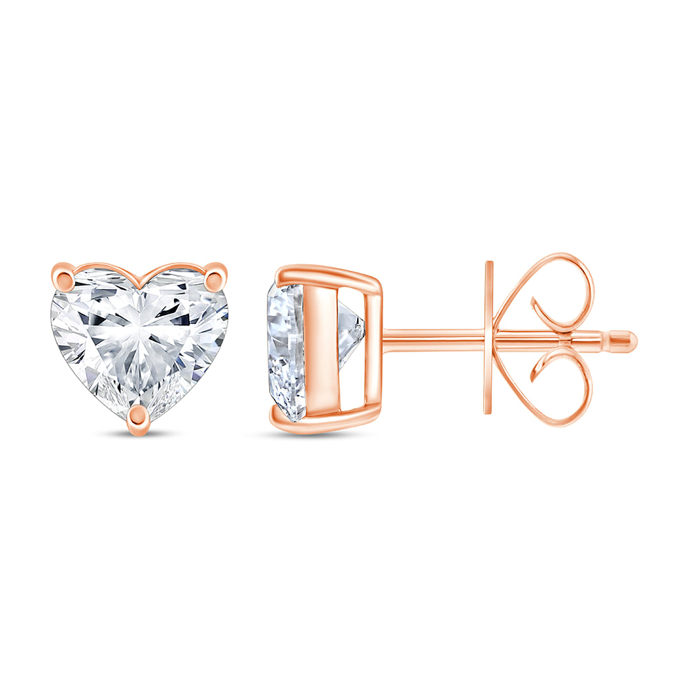 1 Carat Heart Cut Solitaire Stud Earrings