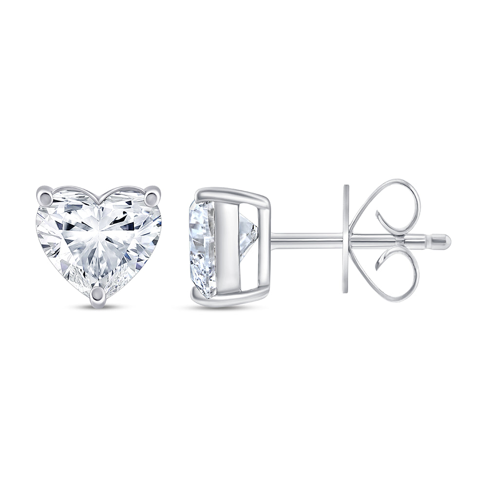 1 Carat Heart Cut Solitaire Stud Earrings