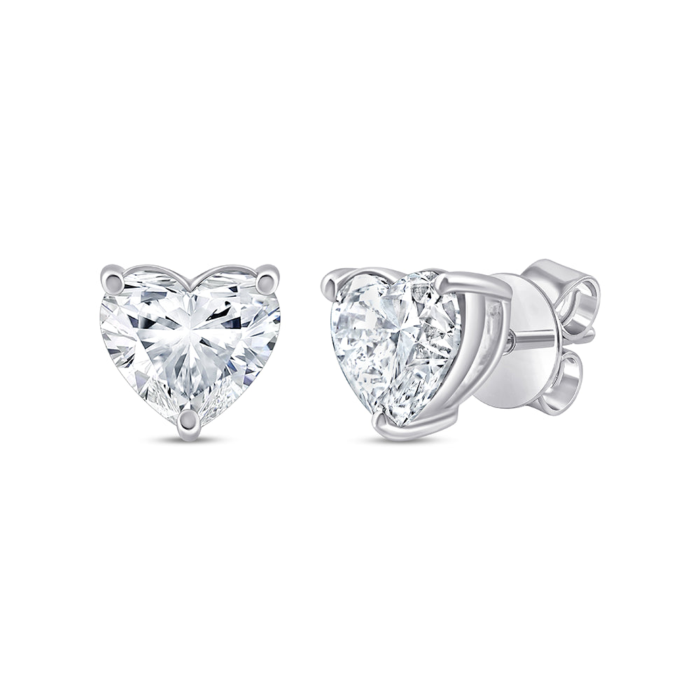 1 Carat Heart Cut Solitaire Stud Earrings