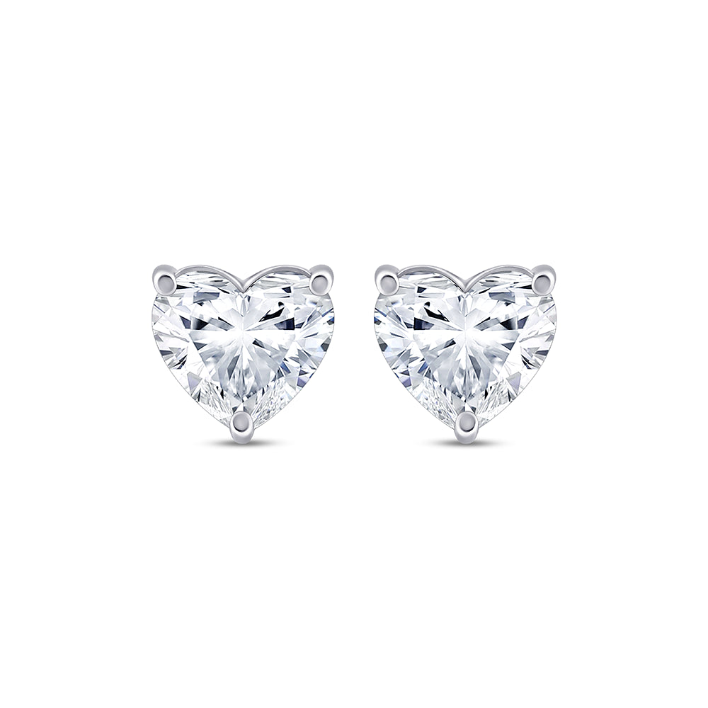 1 Carat Heart Cut Solitaire Stud Earrings