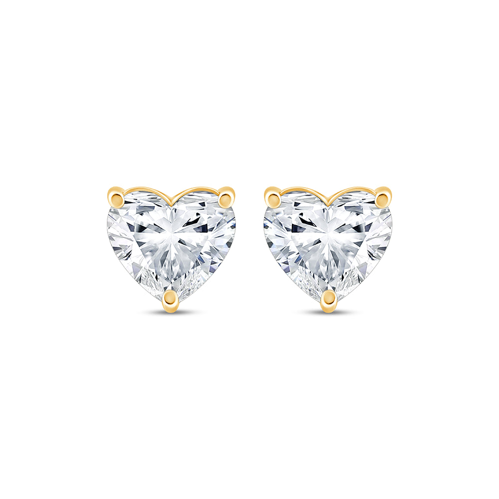 1 Carat Heart Cut Solitaire Stud Earrings