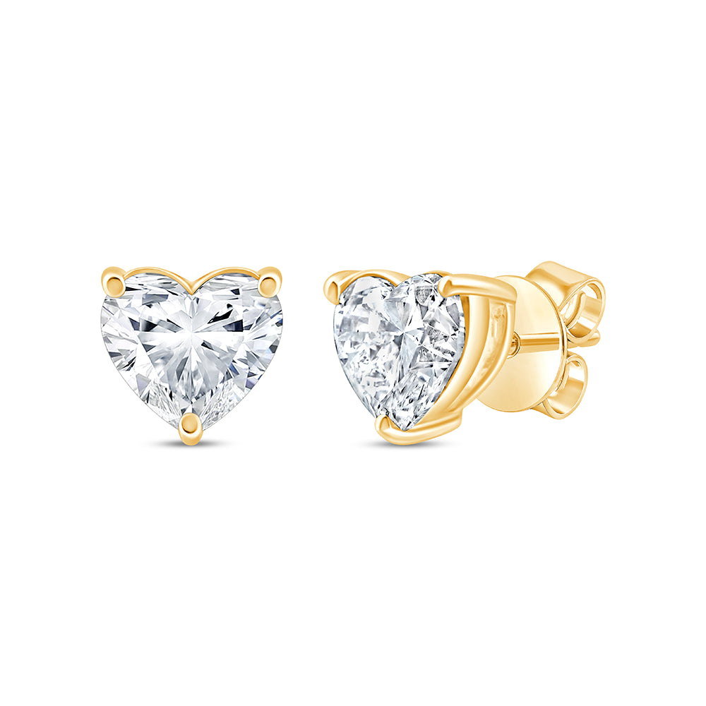 1 Carat Heart Cut Solitaire Stud Earrings