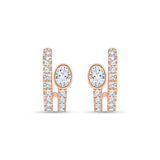 Oval & Brilliant Cut Double Bar Hoop Earrings