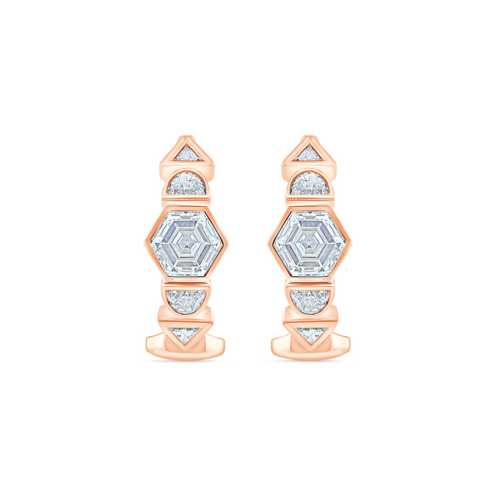 Mixed Cut Geometric Hoop Earrings