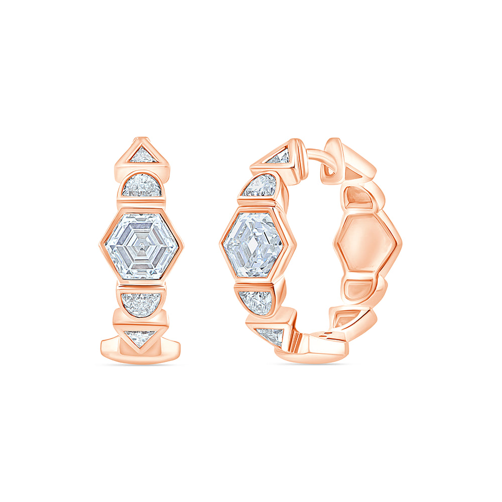 Mixed Cut Geometric Hoop Earrings