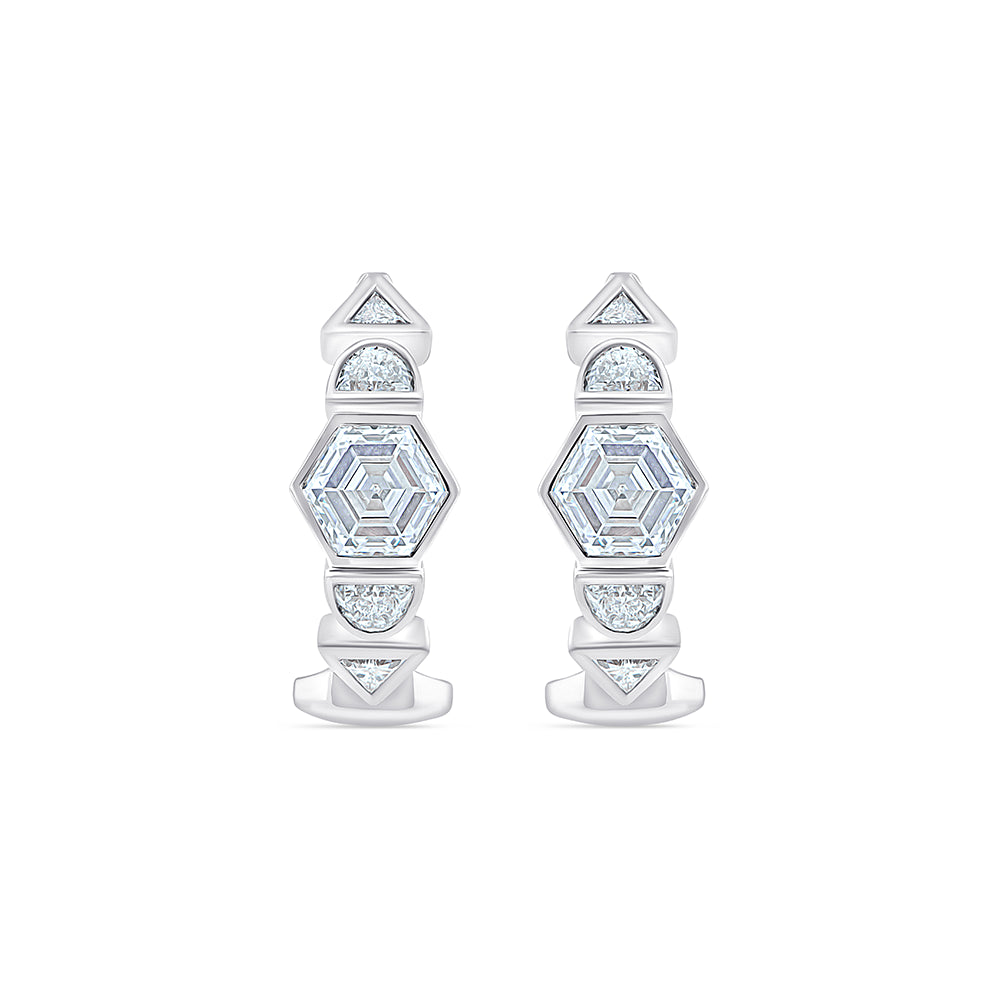 Mixed Cut Geometric Hoop Earrings