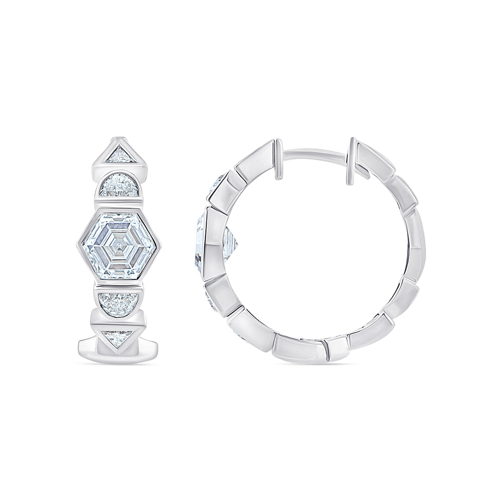 Mixed Cut Geometric Hoop Earrings