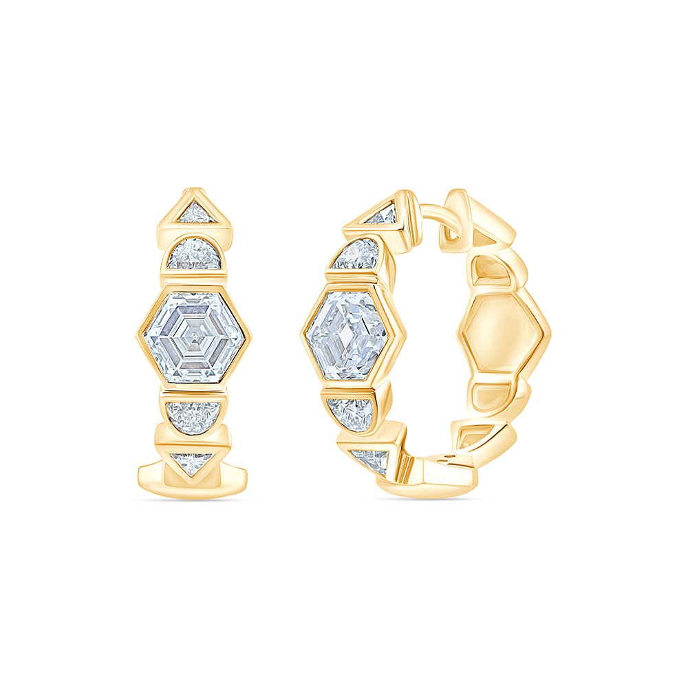 Mixed Cut Geometric Hoop Earrings