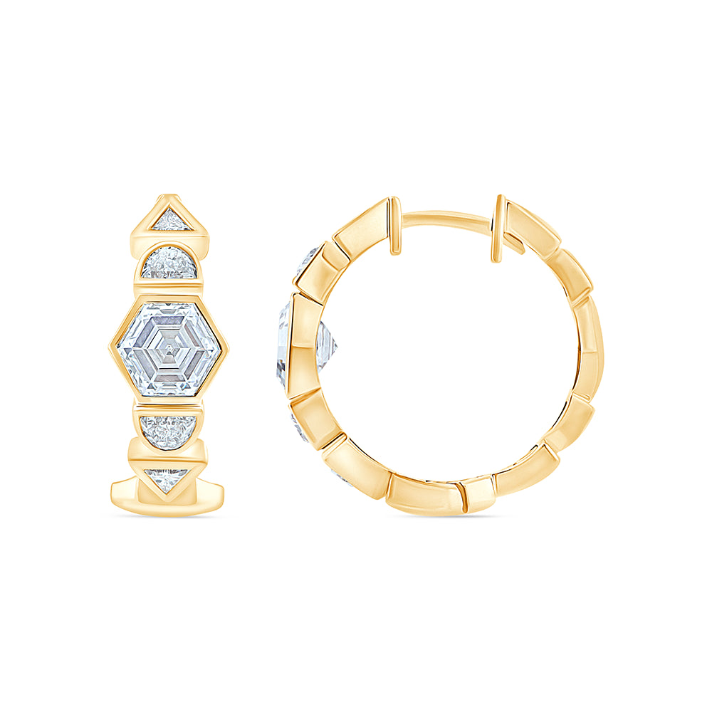 Mixed Cut Geometric Hoop Earrings