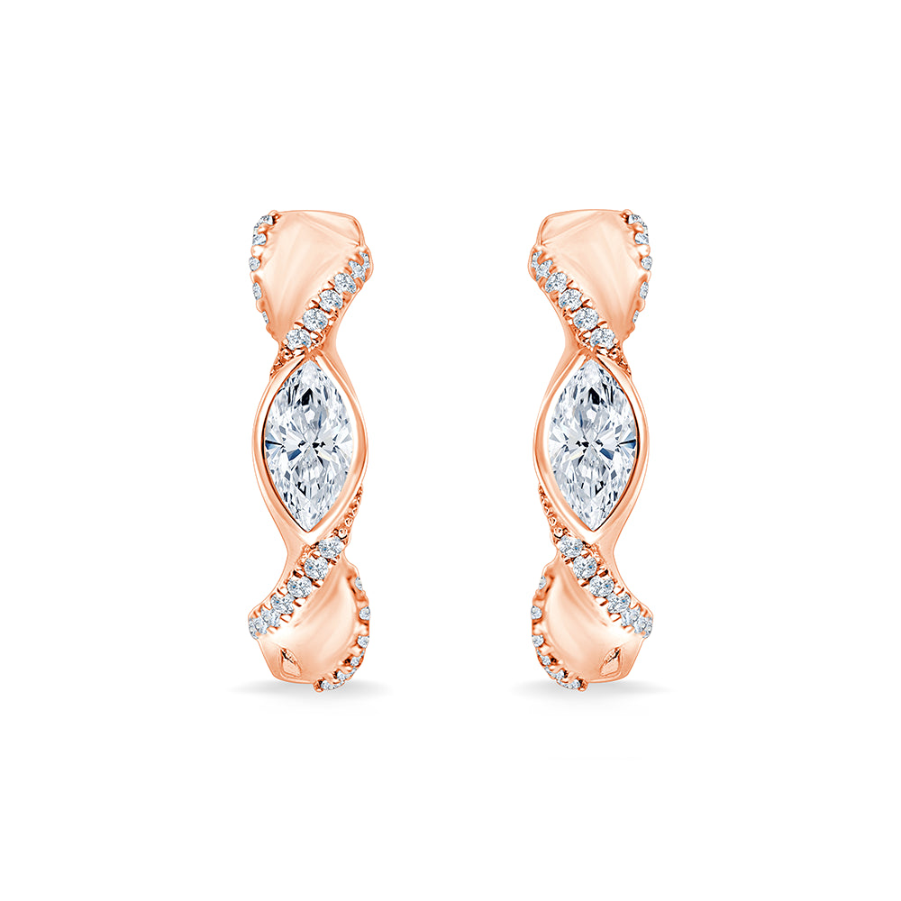 Marquise Cut Twist Hoop Earrings