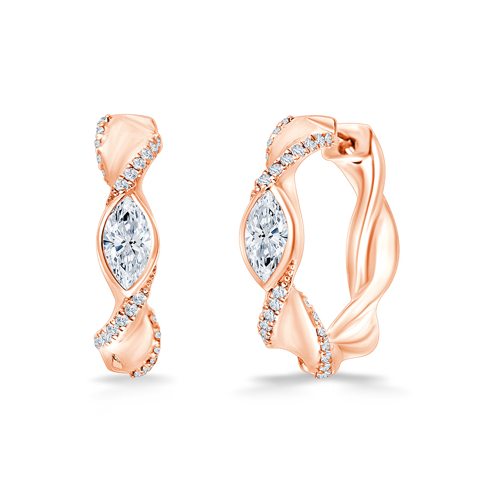 Marquise Cut Twist Hoop Earrings