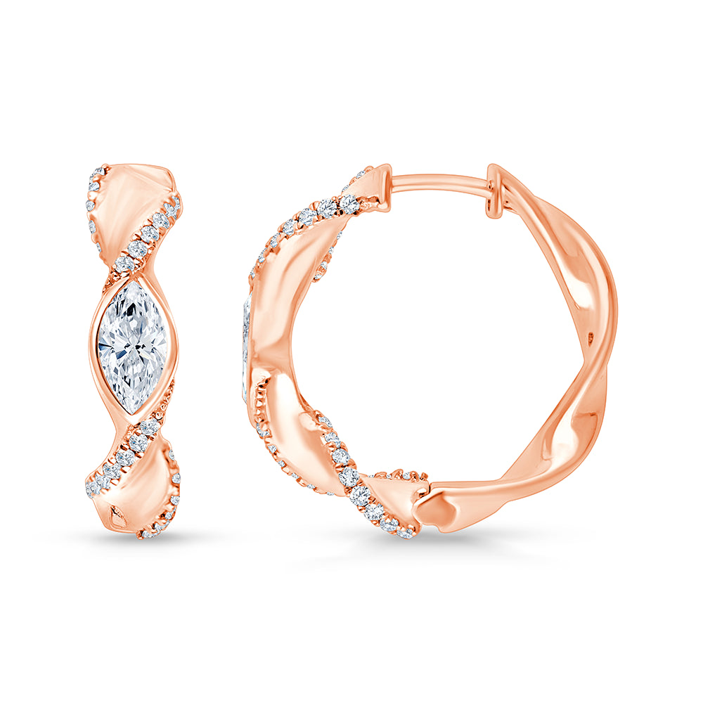 Marquise Cut Twist Hoop Earrings