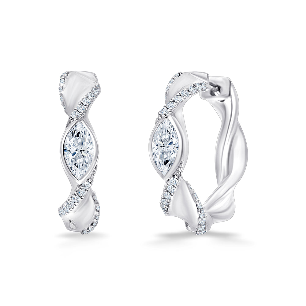 Marquise Cut Twist Hoop Earrings