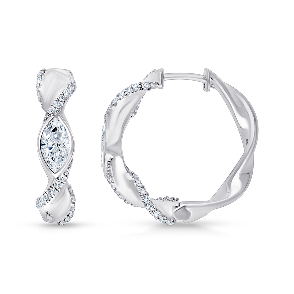 Marquise Cut Twist Hoop Earrings
