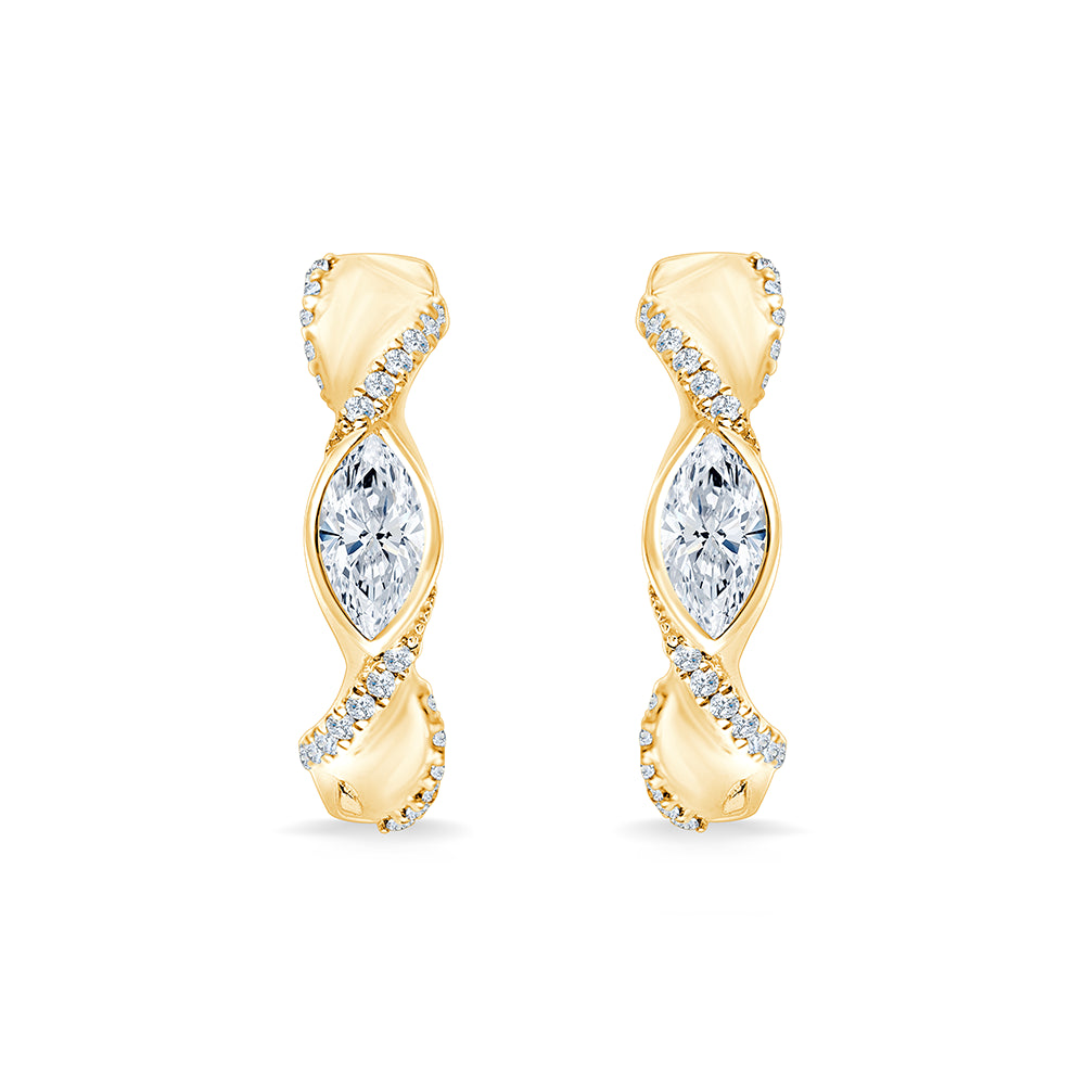 Marquise Cut Twist Hoop Earrings
