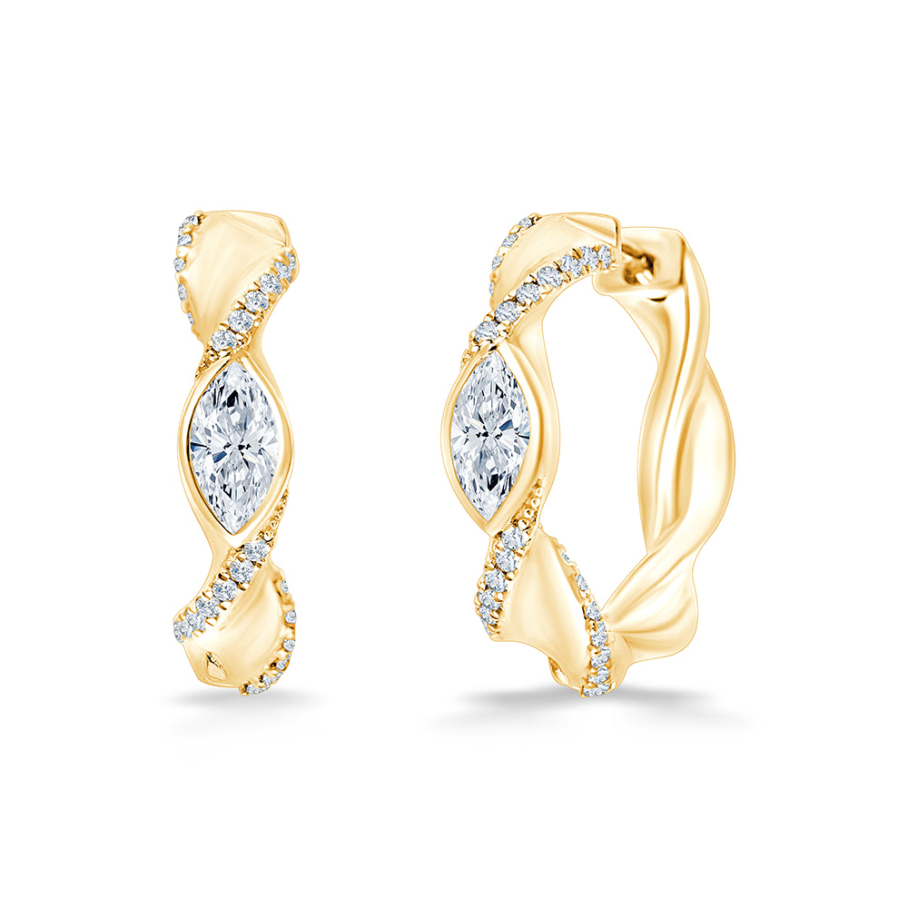 Marquise Cut Twist Hoop Earrings