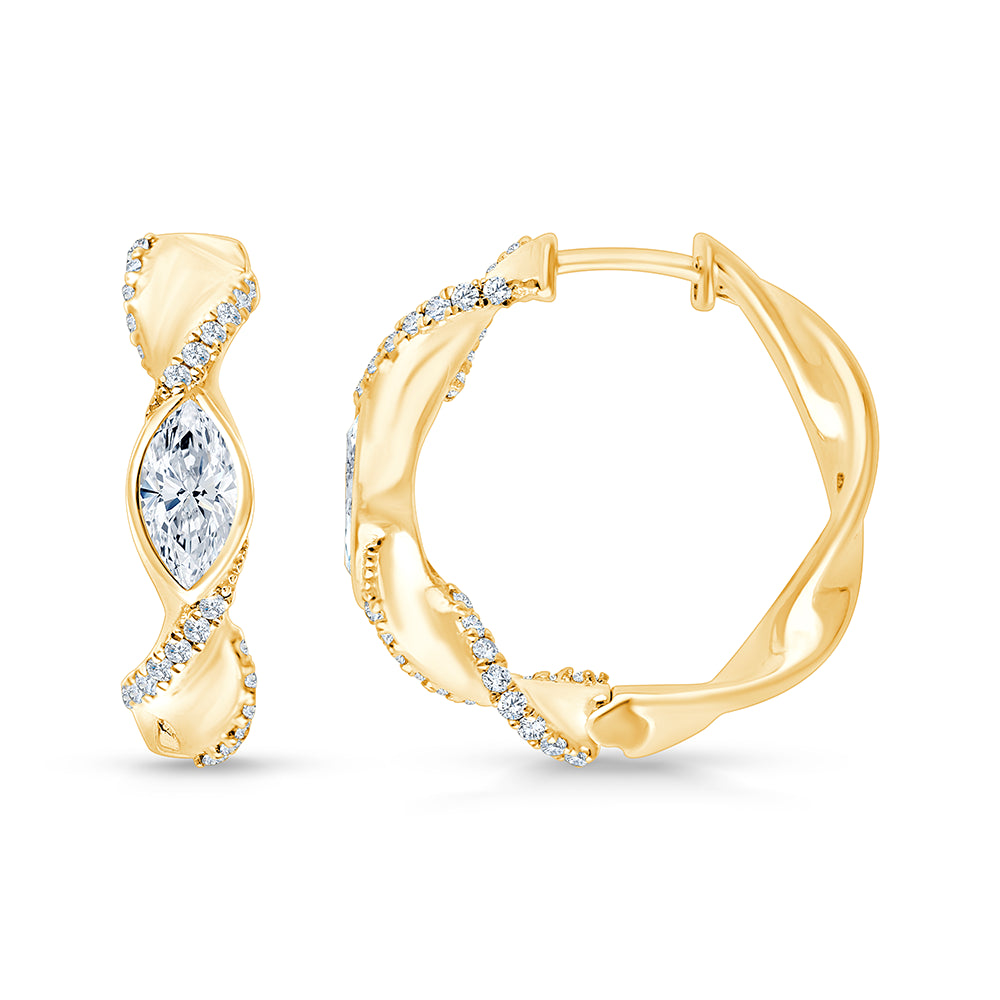Marquise Cut Twist Hoop Earrings
