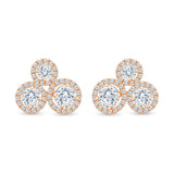 Brilliant Cut Halo Trio Stud Earrings