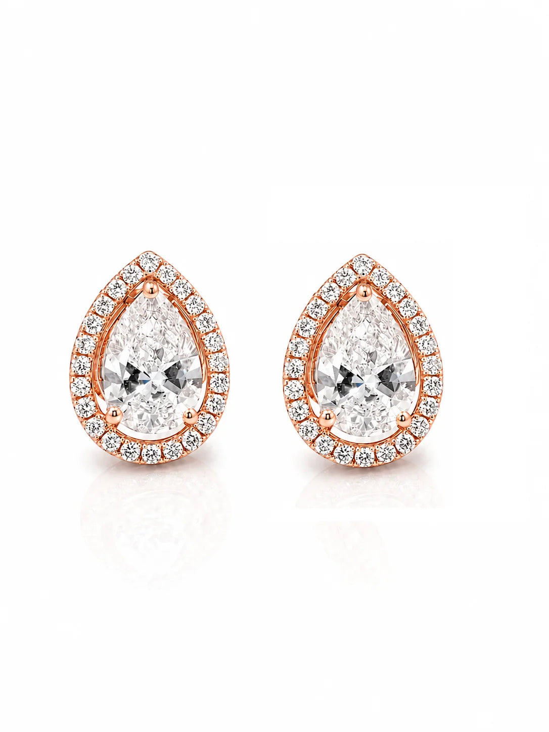 Pear Cut Halo Stud Earrings