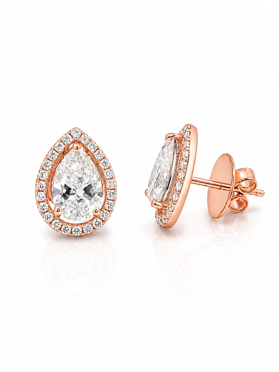 Pear Cut Halo Stud Earrings
