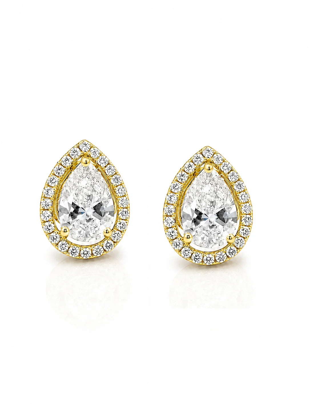 Pear Cut Halo Stud Earrings