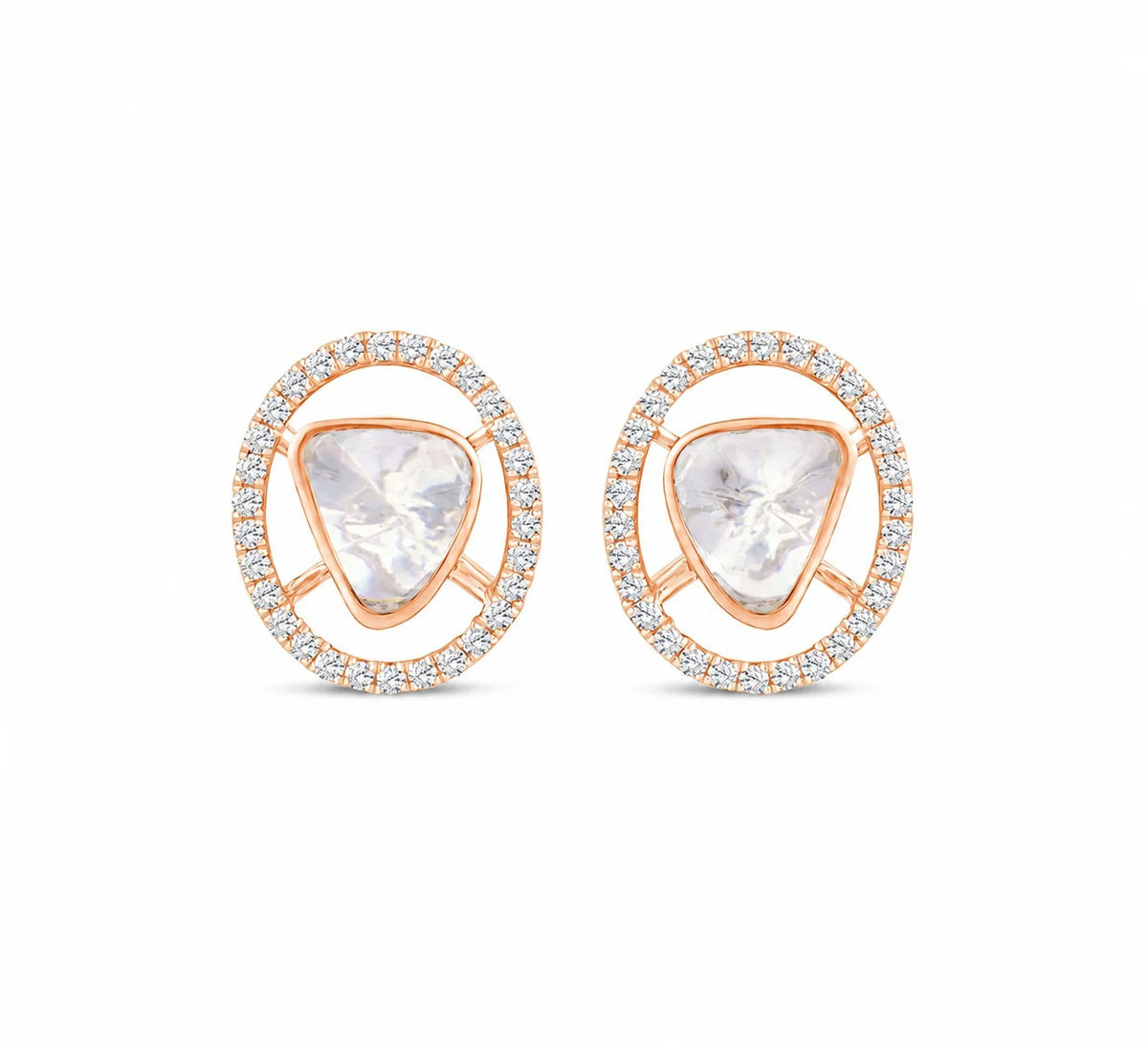 Polki Oval Halo Stud Earrings