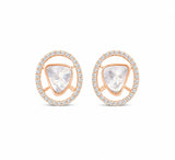 Polki Oval Halo Stud Earrings