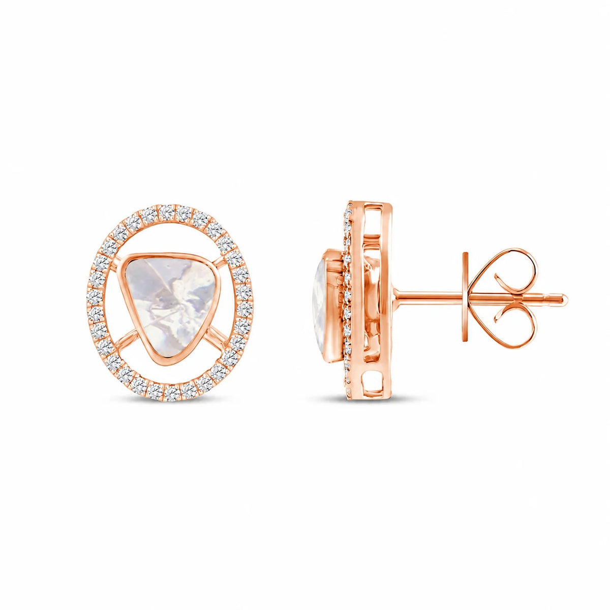 Polki Oval Halo Stud Earrings