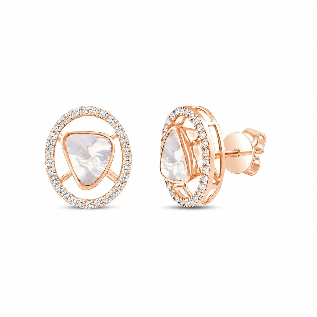 Polki Oval Halo Stud Earrings
