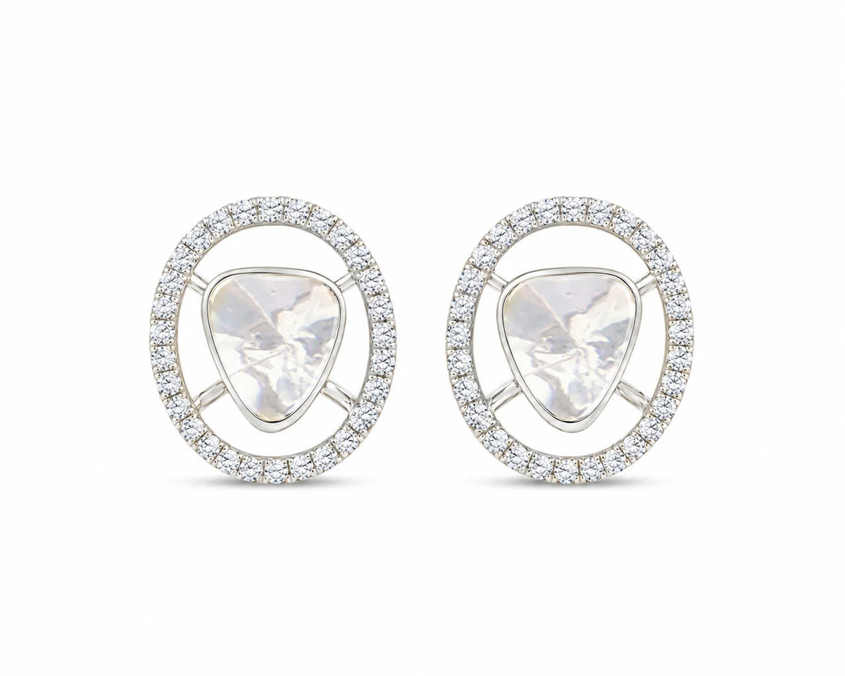 Polki Oval Halo Stud Earrings