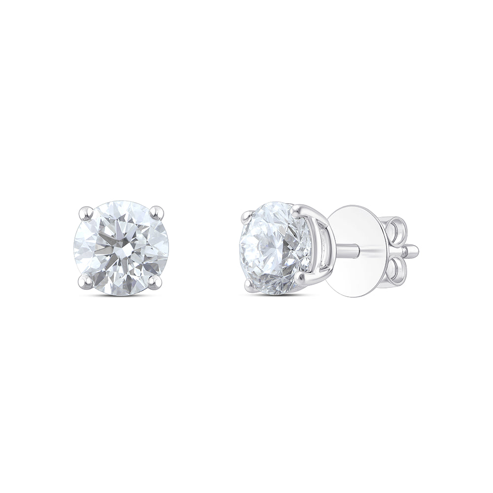 2 Carat Brilliant Cut Solitaire Stud Earrings