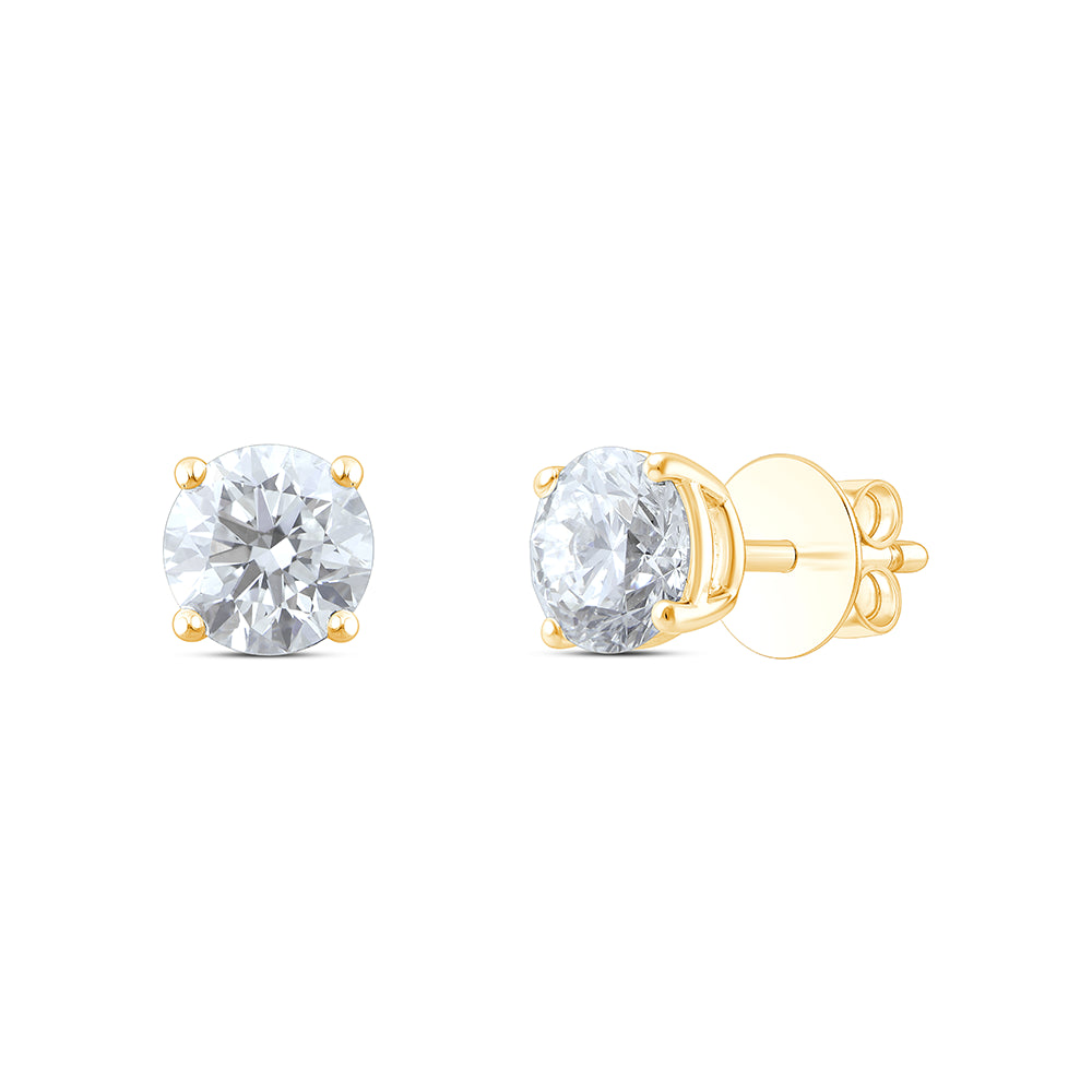 2 Carat Brilliant Cut Solitaire Stud Earrings