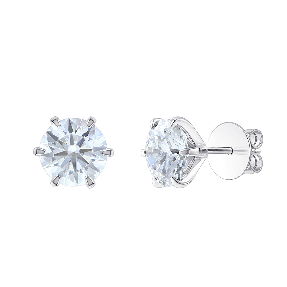 6 Carat Brilliant Cut Solitaire Stud Earrings