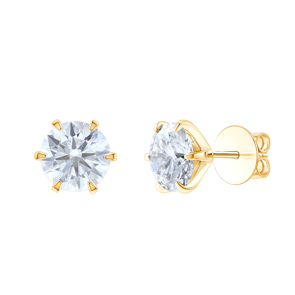 6 Carat Brilliant Cut Solitaire Stud Earrings