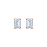 1 Carat Emerald Cut Solitaire Stud Earrings
