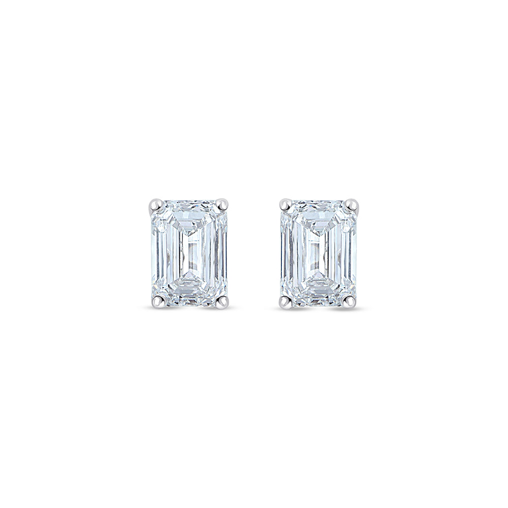 1 Carat Emerald Cut Solitaire Stud Earrings