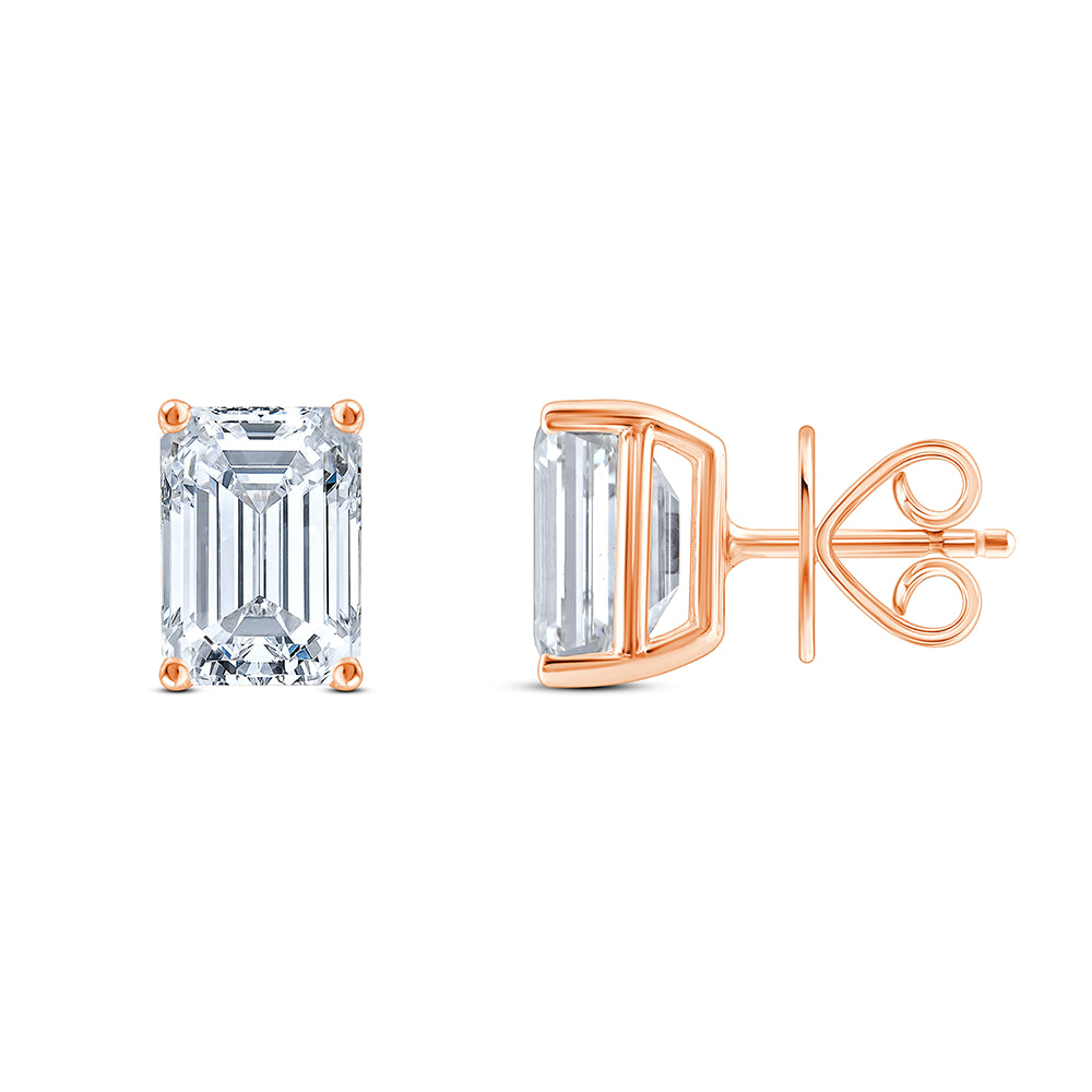 21 Carat Emerald Cut Solitaire Stud Earrings