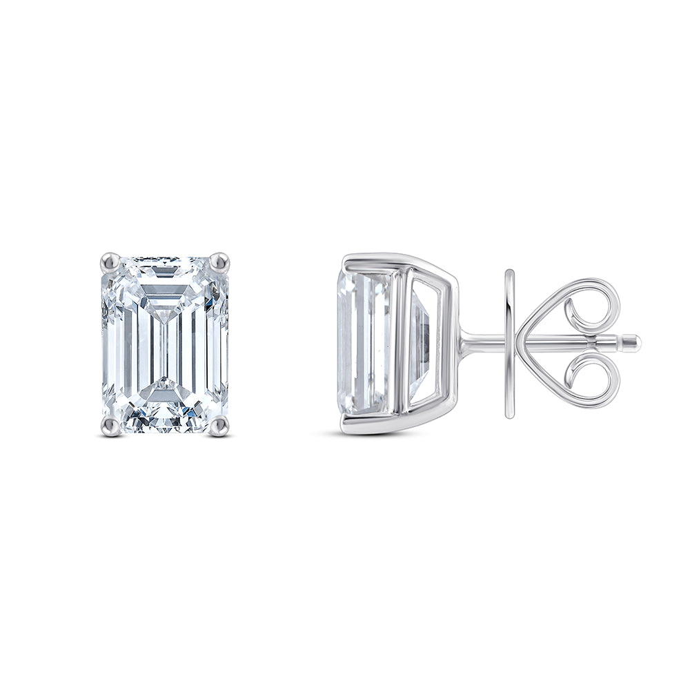21 Carat Emerald Cut Solitaire Stud Earrings