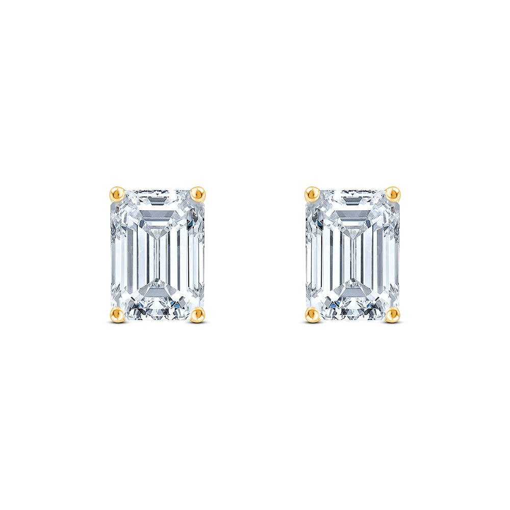 21 Carat Emerald Cut Solitaire Stud Earrings