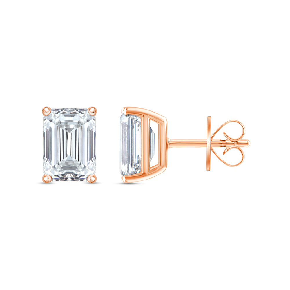 411 Carat Emerald Cut Solitaire Stud Earrings
