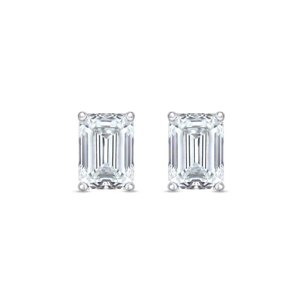 411 Carat Emerald Cut Solitaire Stud Earrings