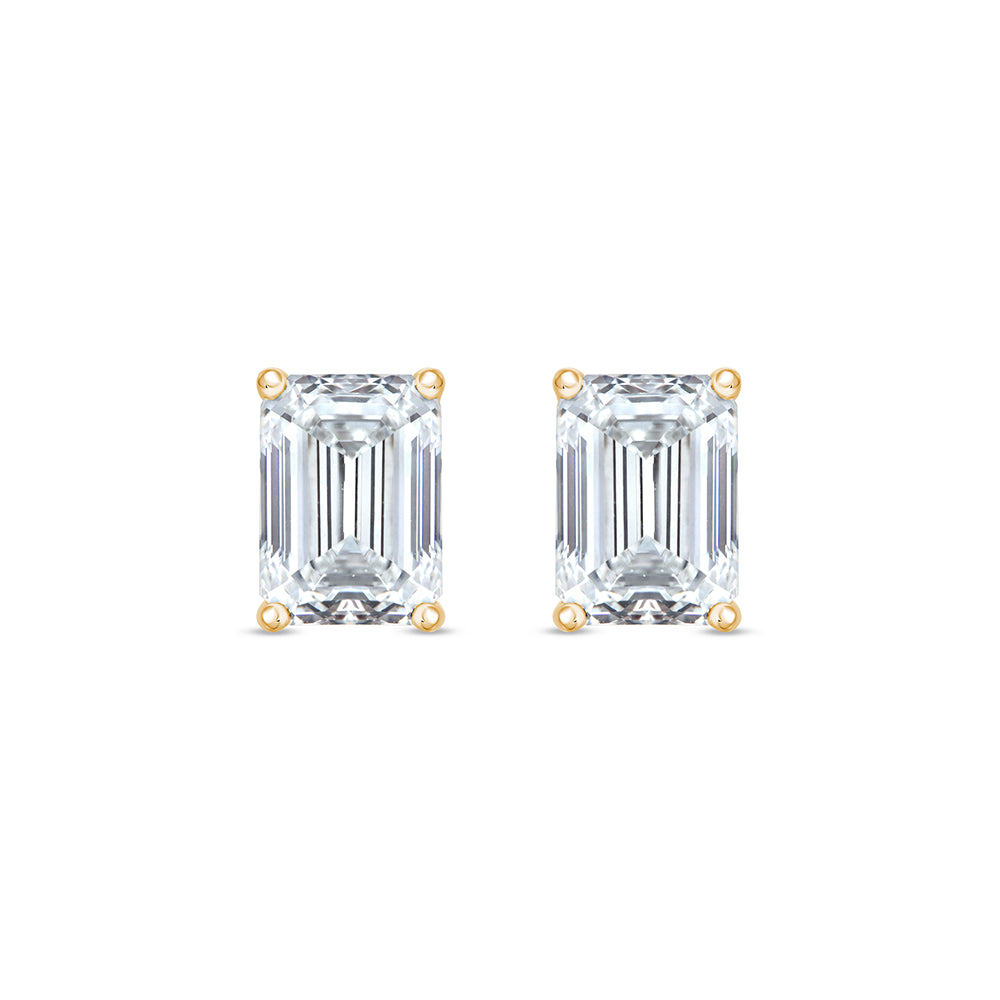 411 Carat Emerald Cut Solitaire Stud Earrings