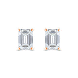 6 Carat Emerald Cut Solitaire Stud Earrings