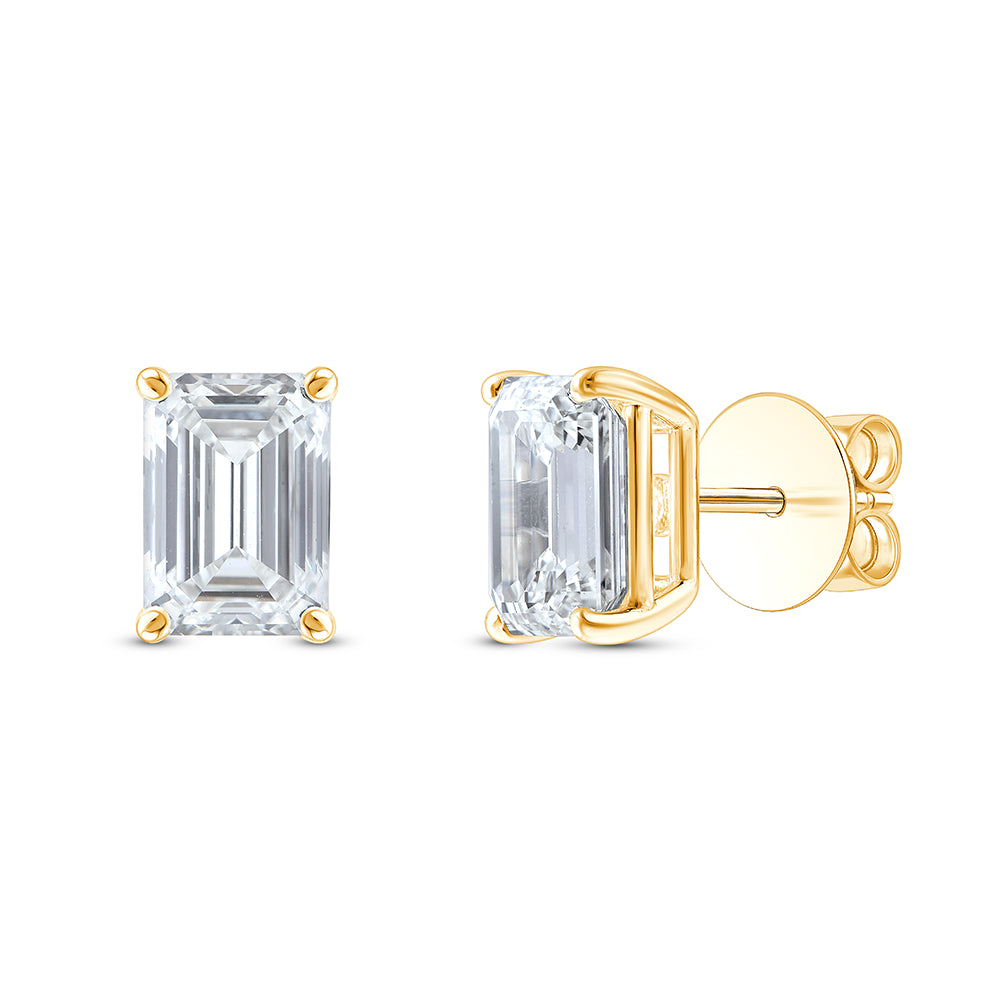 6 Carat Emerald Cut Solitaire Stud Earrings