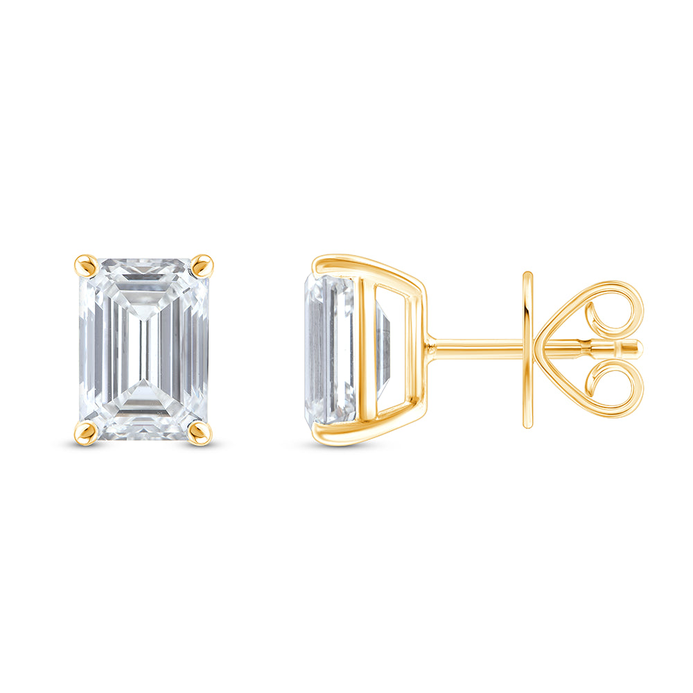 6 Carat Emerald Cut Solitaire Stud Earrings