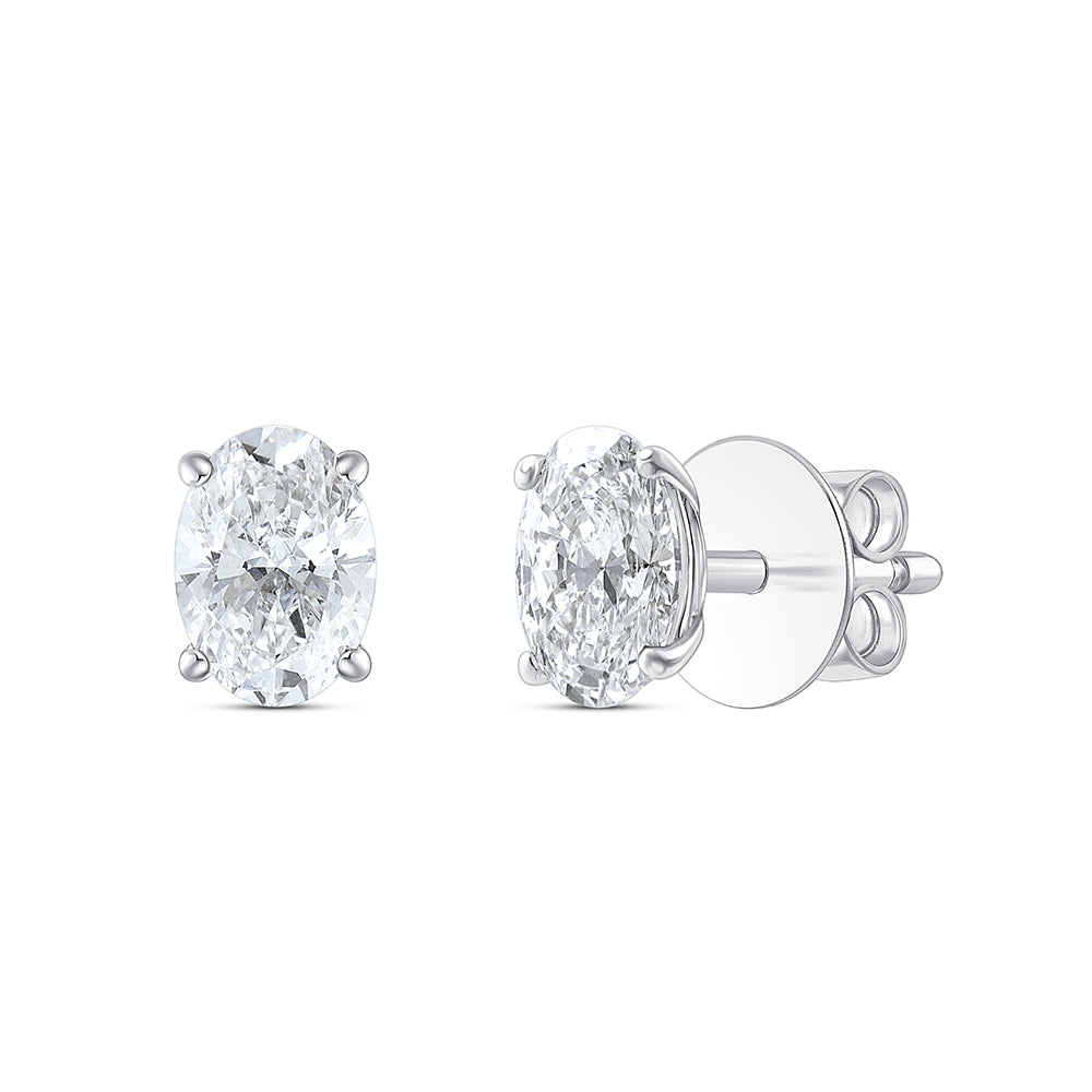 1 Carat Oval Cut Solitaire Stud Earrings
