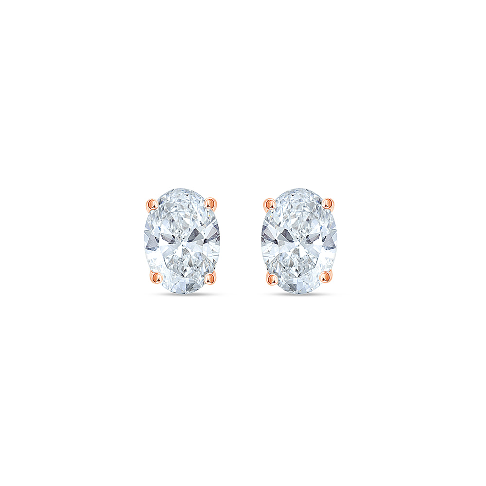 2 Carat Oval Cut Solitaire Stud Earrings
