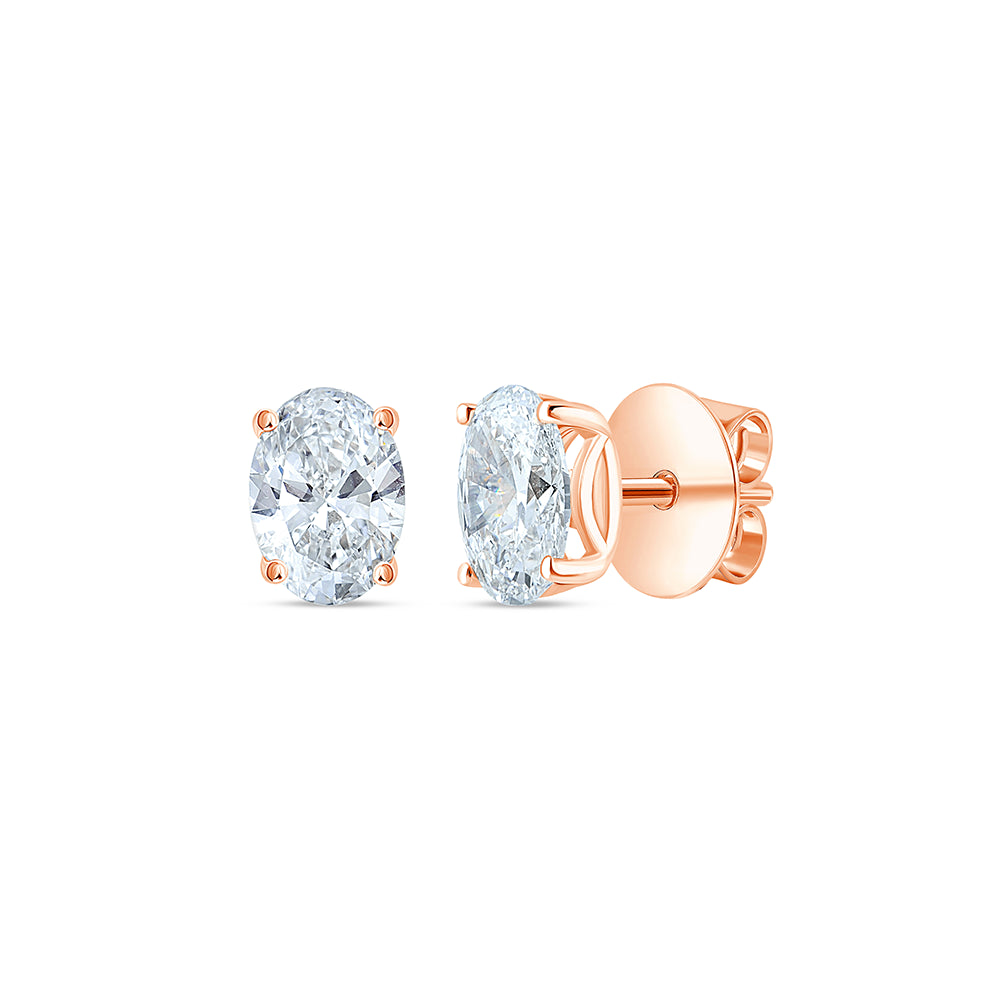 2 Carat Oval Cut Solitaire Stud Earrings