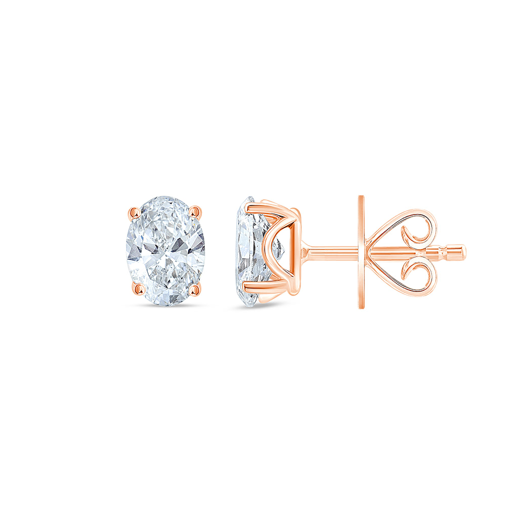 2 Carat Oval Cut Solitaire Stud Earrings